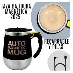 GENERICO - TAZA BATIDORA AUTOMÁTICA MAGNÉTICO PREMIUN RECARGABLE ACERO INOX