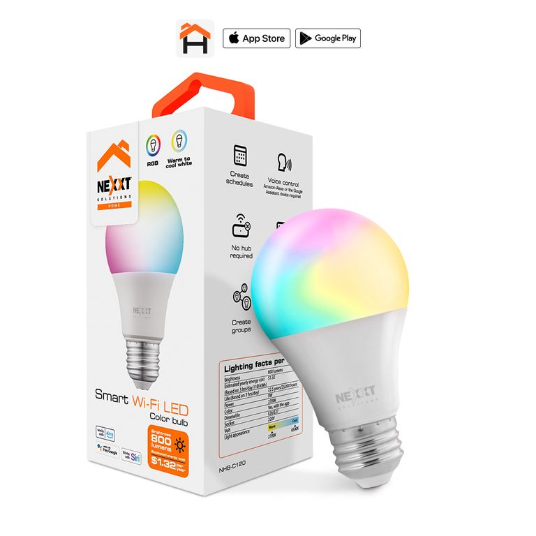 Foco LED inteligente Wi-Fi 220V A19 Luces Color Bombilla - NHB-C120M
