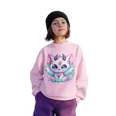 GENERICO - Poleras niña franelado rosado gatito kawaii