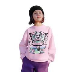 GENERICO - Poleras niña franelado rosado niña mariposa kawaii