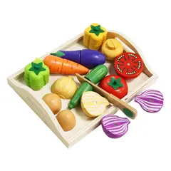 GENERICO - Set de Verduras y Frutas de Madera para Cortar