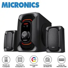 MICRONICS - Parlante MICS7401BT Blaster 2.1 Subwoofer 4" Iluminación LED