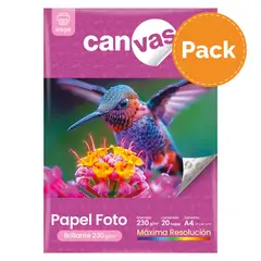 CANVAS - Papel Foto Brillante 230g 20 Hojas A4 Pack x6
