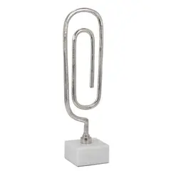 GENERICO - Escultura moderna en forma de Clip de metal y mármol