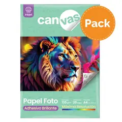CANVAS - Papel Foto Adhesivo Brillante 135g 20 H A4 Pack x6