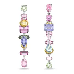 SWAROVSKI - Aros De Gota Gema Largos Multicolor Baño De Rodio 5613740