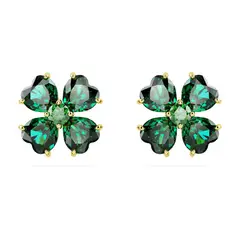 SWAROVSKI - Pendientes De Botón Idyllia Trébol Verdes Oro 5666236