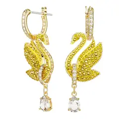 SWAROVSKI - Pendientes Iconic Swan Cisne Amarillos Baño Oro 5647543