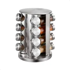 GENERICO - Condimentero Tipo Carrusel D Acero Inoxidable Y Vidrio 16und