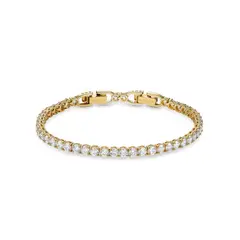 SWAROVSKI - Pulsera Tennis Deluxe Blanco - Baño Tono Oro 5511544