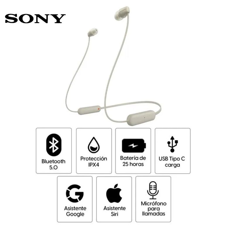Audífonos Bluetooth In Ear WI-C100 IPX4 25 Horas - Beige