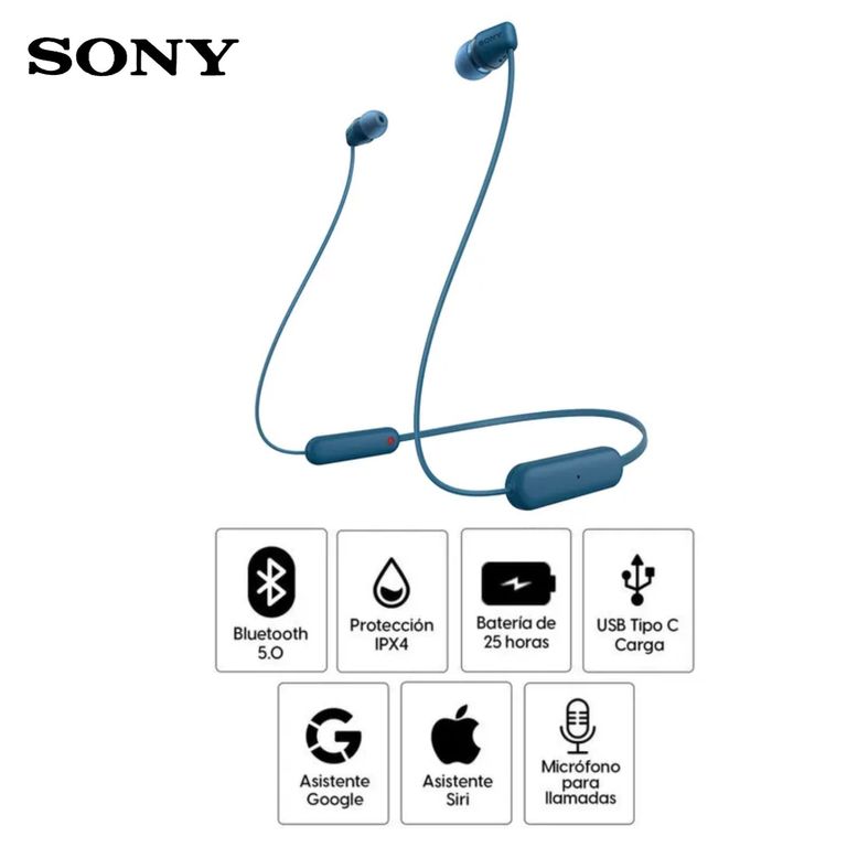 Audífonos Bluetooth In Ear WI-C100 IPX4 25 Horas - Azul