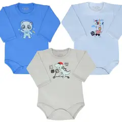 GENERICO - Set 3 Bodys Manga larga 100% algodón - M10