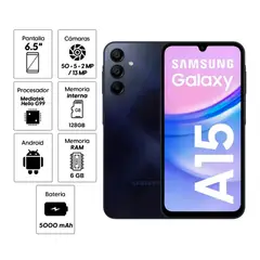 SAMSUNG - Celular Galaxy A15 128GB 6GB 50MP Negro