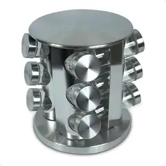 GENERICO - Condimentero Tipo Carrusel D Acero Inoxidable Y Vidrio 12und