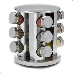 GENERICO - Condimentero Tipo Carrusel D Acero Inoxidable Y Vidrio 12und