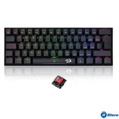REDRAGON - Teclado Mecánico Gamer 60% DRAGONBORN Spanish K630RGB BLACK RED SWITCH
