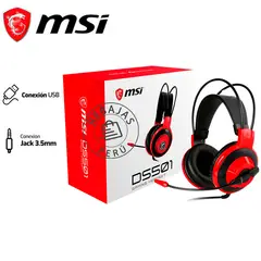 MSI - Audífono Gamer DS501 Rojo con Micrófono Omnidireccional PCConsola