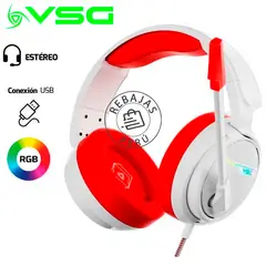 VSG - Audífono Pentagon Rojo USB 2.0 con Micrófono Omnidireccional