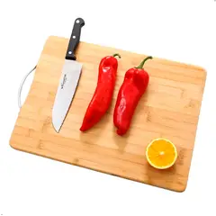 GENERICO - Tabla De Picar Para Cocina De Bambú Con Asa 25 x 35 cm