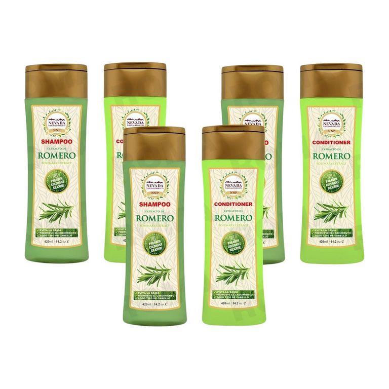 PACK 3 PACK SHAMPOO + ACONDICIONADOR EXTRACTO DE ROMERO 420ML NEVADA