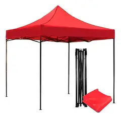 GENERICO - Toldo impermeable plegable 3mts x 3mts UPF 50+ Rojo