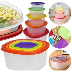 GENERICO - SET TAPERS RECIPIENTES PLÁSTICOS HERMETICOS TAPAS DE COLORES 5 UNID.