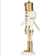 GENERICO - Cascanueces Grande Navideño Musical traje Blanco con Dorado