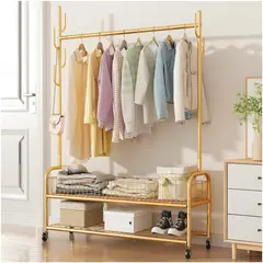 INSPIRA MARKET - Colgador Perchero de Repisas con Ruedas Dorado