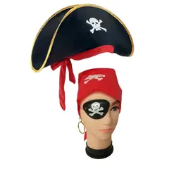 GENERICO - Set pirata gorro y accesorios disfraz Halloween