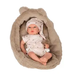 MUÑECAS REBORN - Muñeca Reborn 40 cm Lidia Beige con Cuna - Arias 98189