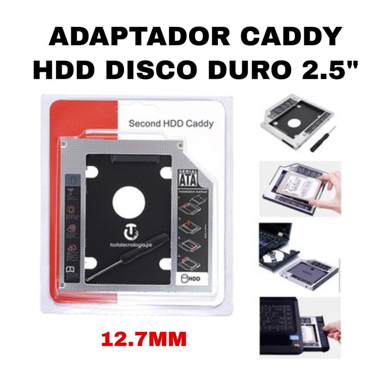 ADAPTADOR CADDY SATA 2.5 12.7MM PARA LAPTOP