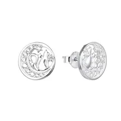 ESPIRAL ROJO - Aretes Gato en la Luna Brillos - Plata