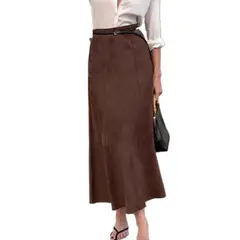 TIOZONEY - Falda larga con estampado para mujer - Marrón