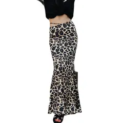 TIOZONEY - Falda larga con estampado para mujer - Negro