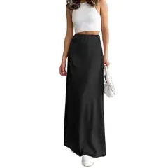 TIOZONEY - Falda larga con estampado para mujer - Negro