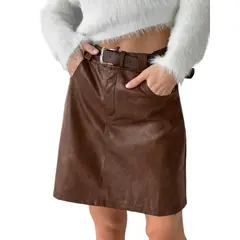 TIOZONEY - Falda larga con estampado para mujer - Marrón