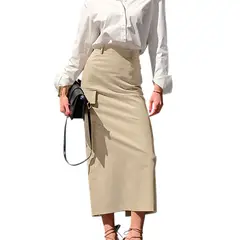 TIOZONEY - Falda larga con estampado para mujer - Blanco