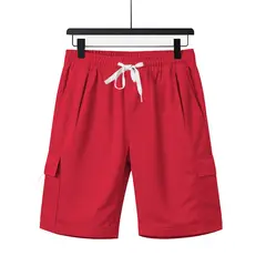 TIOZONEY - Pantalones cortos de verano con bolsillos - Rojo