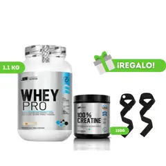 UNIVERSE NUTRITION - PROTEÍNA WHEY PRO 1KG COOKIES + CREATINA UN 150G + STRAPS