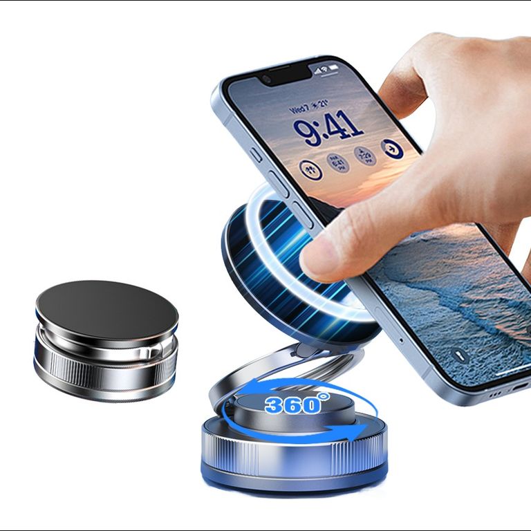 Soporte Magnético para Teléfono con Ventosa de Vacío Ajustable y Rotación 360°