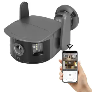 GENERICO - Cámara de Seguridad Exterior Panorámica Doble Lente 3MP HD Visión Nocturna