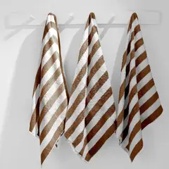 SLEEPER - Toalla de Piscina Modelo Buzios 450 grs Rayas Blancas y Marrones