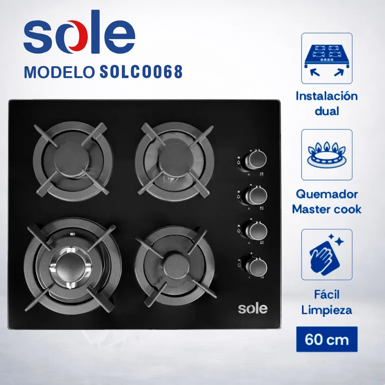 Cocina Empotrable 4 Hornillas 60 cm SOLCO068