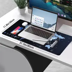 SEISA - Pad Mouse Gamer XL 80×30 CM Mapamundi Alfombrilla Antideslizante Gamer