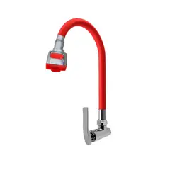 C&A - Llave caño de lavadero flexible para pared doble chorro - Rojo