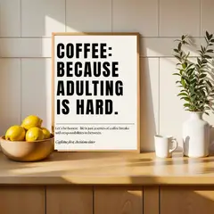 ARTE R LATTE - Artprint ADULTING - Cuadro de madera Vintage Moderno con vidrio