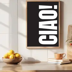 ARTE R LATTE - Artprint CIAO - Cuadro de madera Vintage Moderno con vidrio