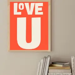 ARTE R LATTE - Artprint LOVEU - Cuadro de madera Vintage Moderno con vidrio