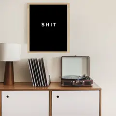 ARTE R LATTE - Artprint SHIT - Cuadro de madera Vintage Moderno con vidrio